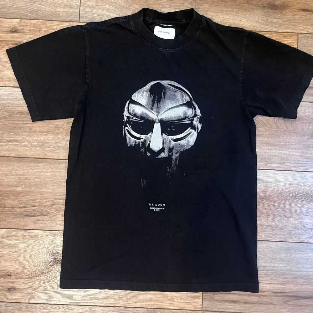 Game Changer MF Doom Mask Heavyweight Vintage Black T-Shirt Size M Rap Tee